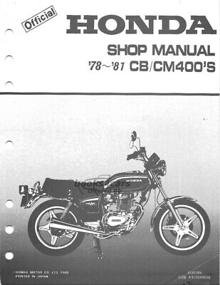 view cover of 1978-1981 CB400 & CM400 Shop Service Manual by Honda for all version including CB400T CB400A CM400T Hawk CM400A CM400E CM400C