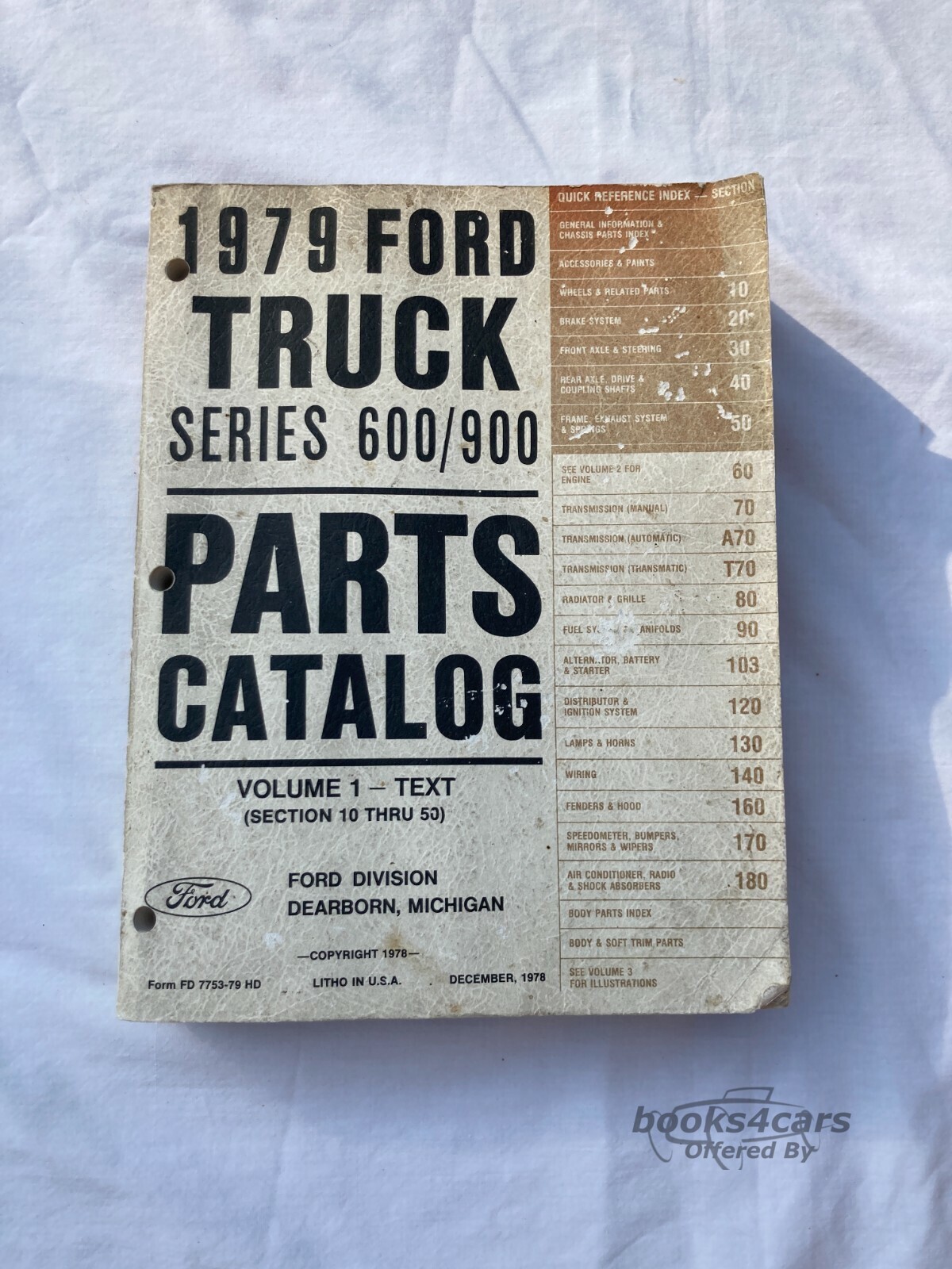 view cover of 1979 600 900 Series Truck Parts Catalog Manual by Ford
