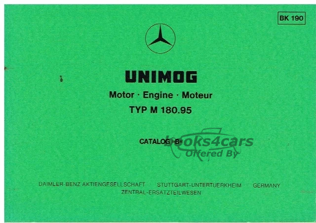view cover of Unimog TYP M 180.95 Engine Parts Identification Manual by Mercedes