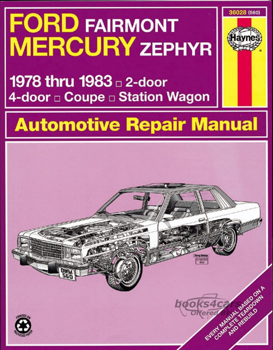 view cover of 1978-1983 Fairmont Zephyr Ford Mercury complete repair manual by haynes
