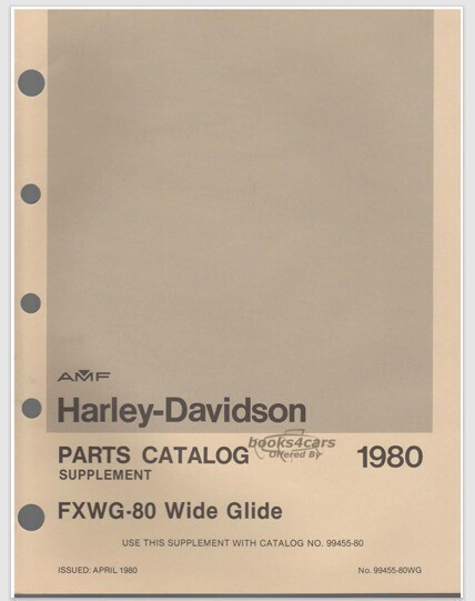 view cover of 1980 FXWG-80 Wide Glide Parts Catalog Supplement Manual by Harley-Davidson