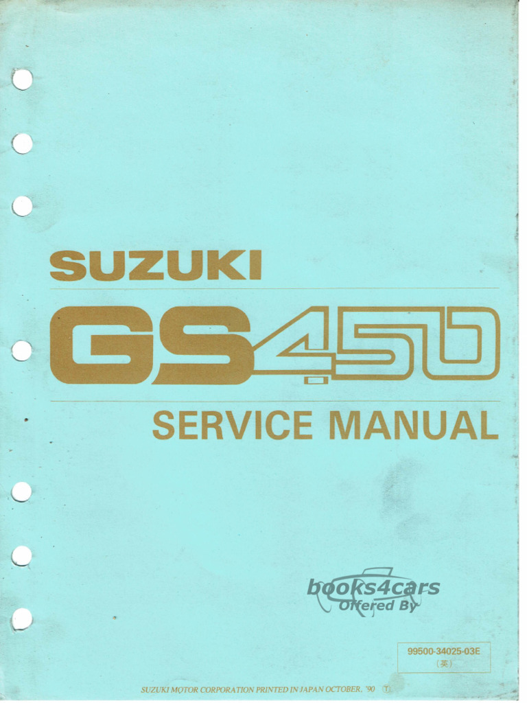 view cover of 1980 Suzuki GS450 Shop Service Repair Manual - 210 pages
