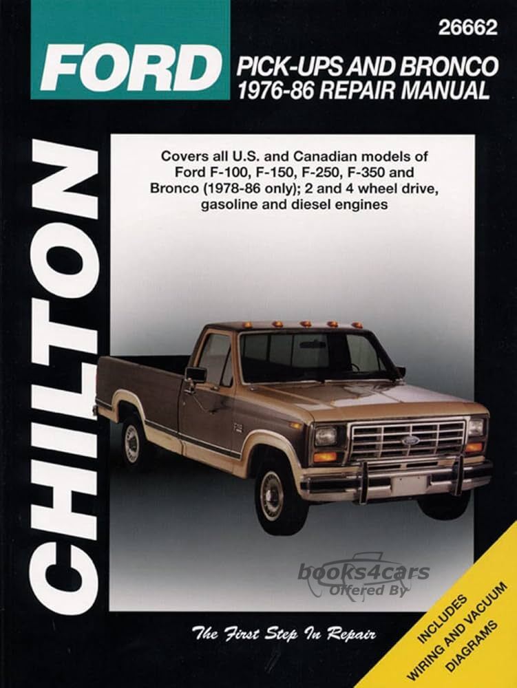 view cover of 1976-1986 Ford Pickup truck & 78-86 full size Bronco shop service repair Manual by Chilton F-100 F-150 F-250 F-350 F100 F150 F250 F350 gas & diesel