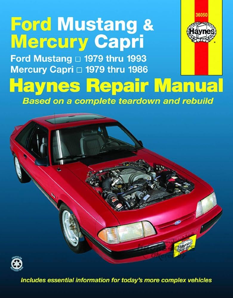 view cover of 1979-1993 Ford Mustang 79-86 Mercury Capri shop service repair manual covering all models; 4, 6, & 8 Cyl. incl. turbo by Haynes