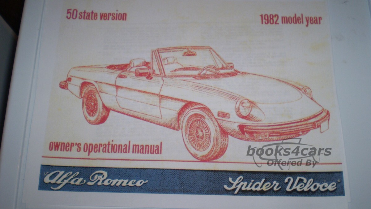 view cover of 1982 Spider Veloce owners manual 72 pages by Alfa Romeo