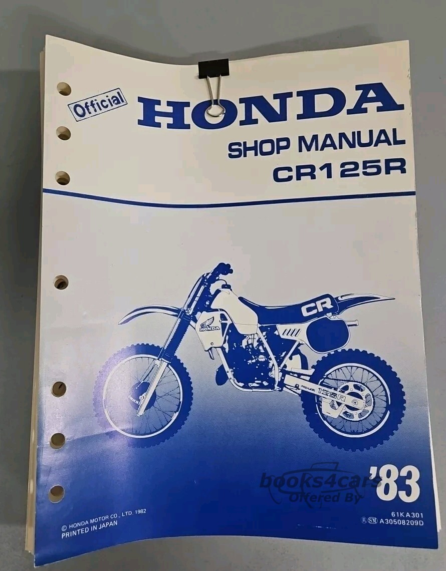 view cover of 1983 CR125R Shop Service Repair Manual by Honda