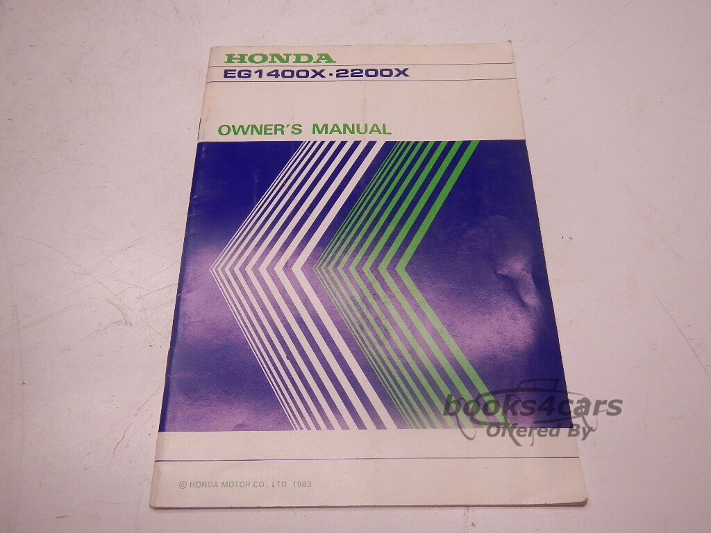 view cover of 1983 EG1400X, 2200X Owners Manual by Honda