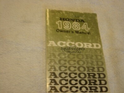 view cover of 1984 Accord Owner's Manuals by Honda