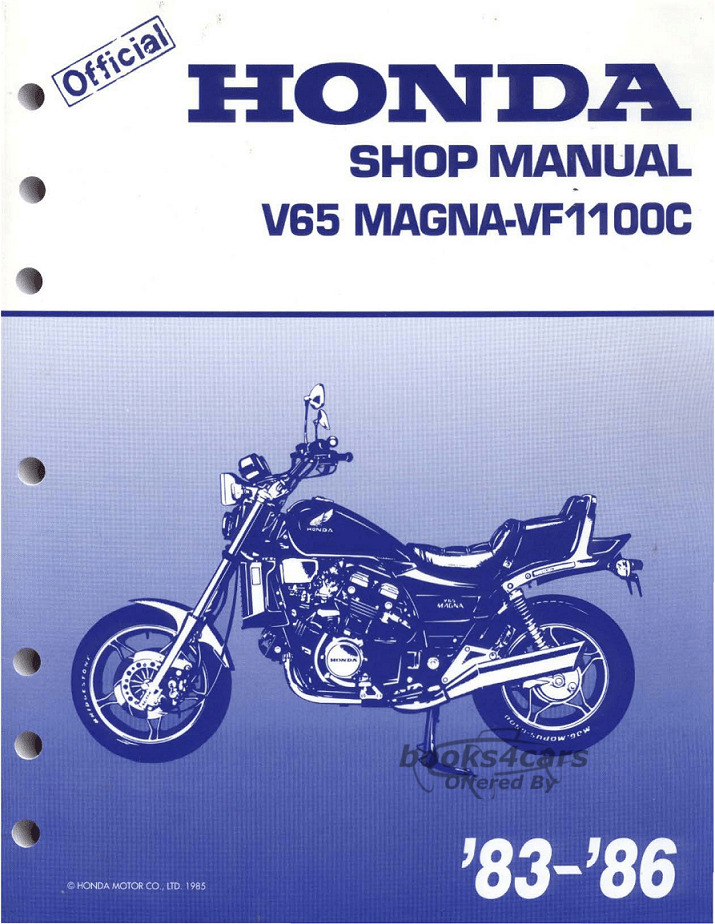 view cover of 1983-1986 VF1100C Magna V65 service manual by Honda for 1100