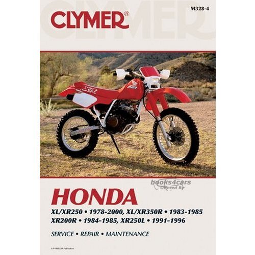 view cover of Honda Motorcycle Clymer Shop Service Repair Manual covering 78-00: XL250 & XR250 83-85: XL350 XR350R 84-85: XR200R 91-96; XR250L