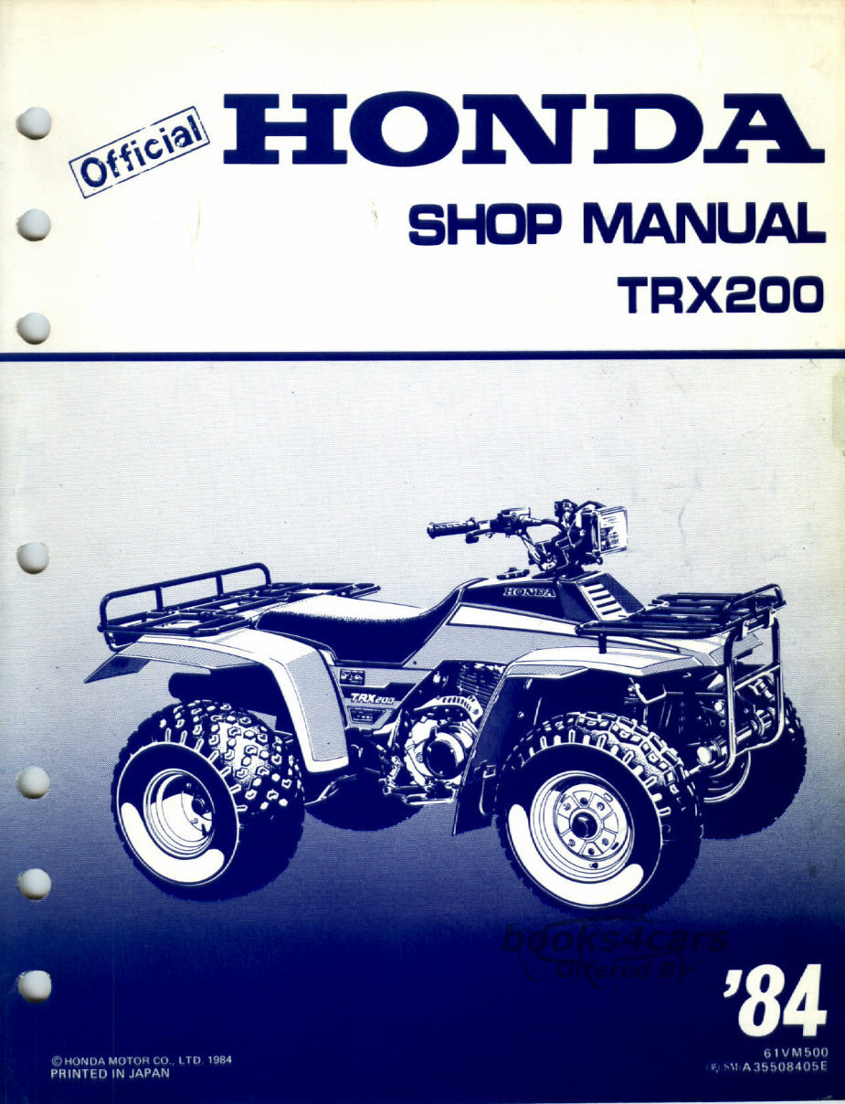 view cover of 1984 TRX200 Shop Service Repair Manual by Honda for TRX 200 ATV