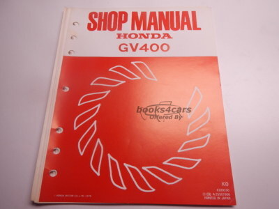 view cover of GV400 Engine Shop Service Repair Manual by Honda for GV 400