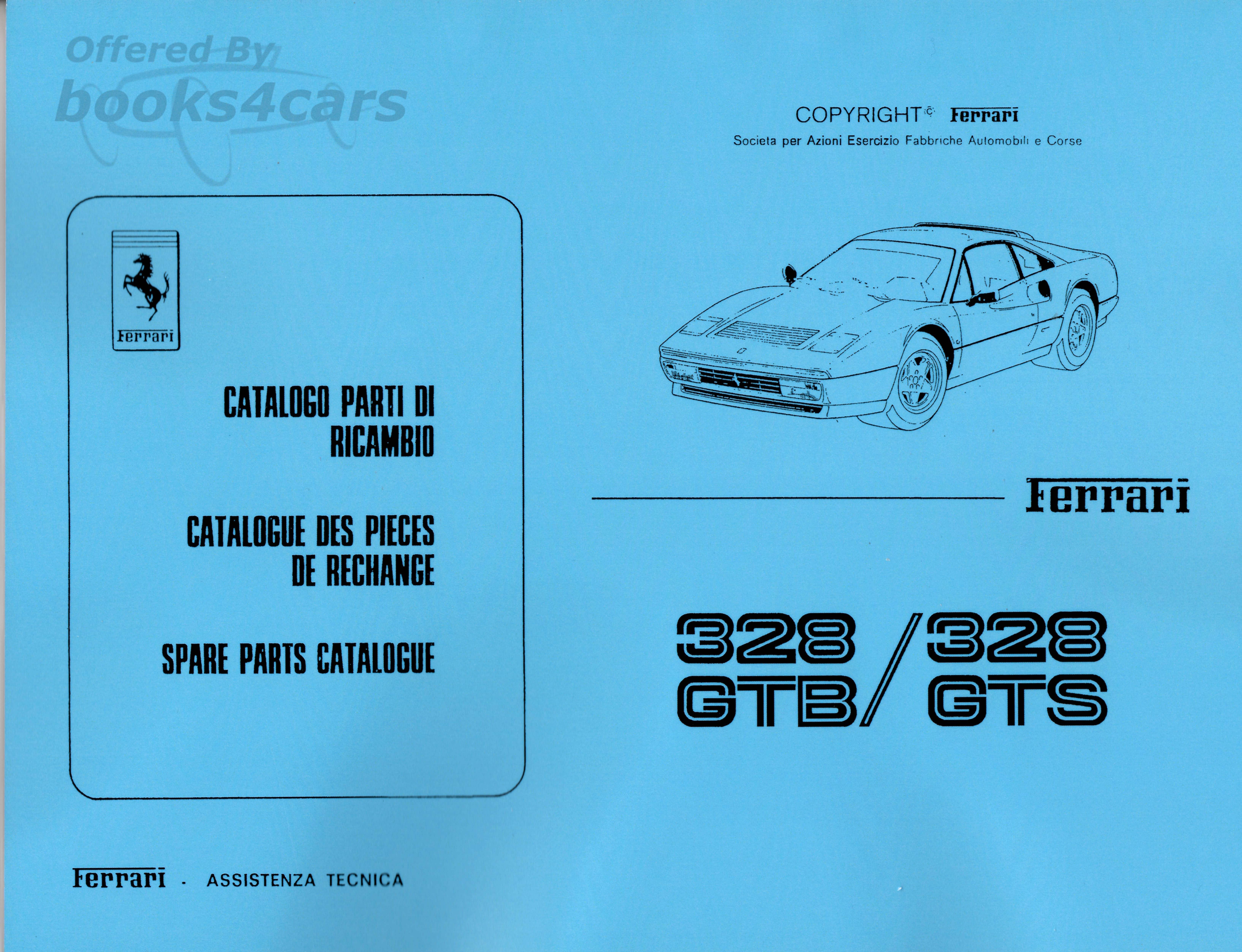 view cover of Parts Manual by Ferrari 328GTS 328GTB GTS & GTB