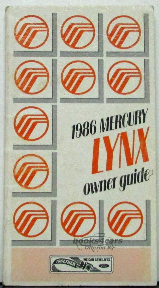 view cover of 1986 Lynx Owners Manual by Mercury