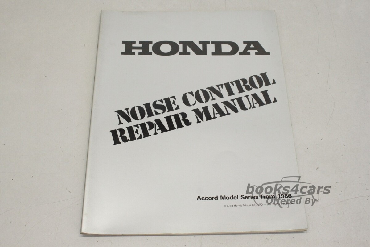 view cover of 1986 Honda Accord Noise Control Repair Manual by Honda