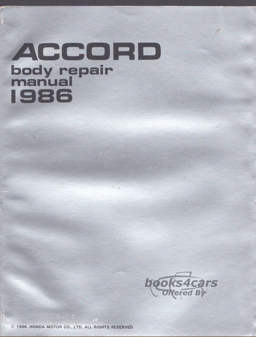 view cover of 1986 Accord Body Shop Repair Manual by Honda