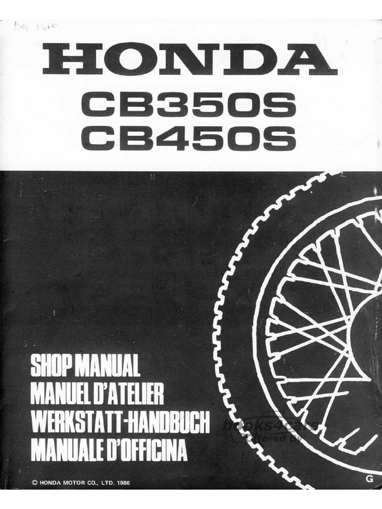 view cover of 1986 Honda CB350S CB450S Shop Service Repair Manual - 800 pages