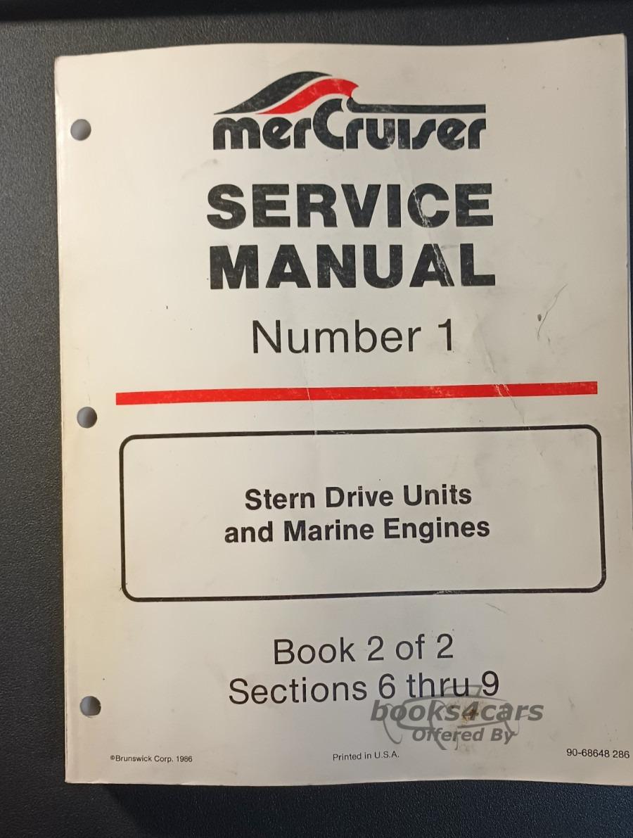 view cover of Stern Drive Units And Marine Engines Service Manual by merCruiser (book 2 of 2 sections 6 thru 9)
