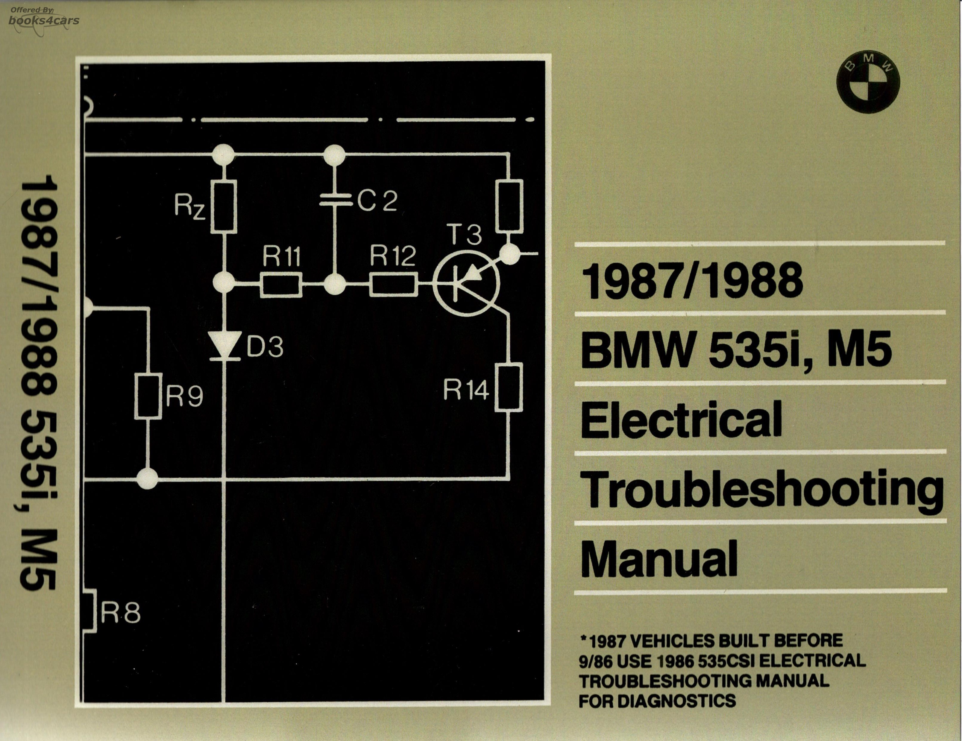 view cover of 1987-1988 M5 & 535 Electrical Troubleshooting Manual by BMW