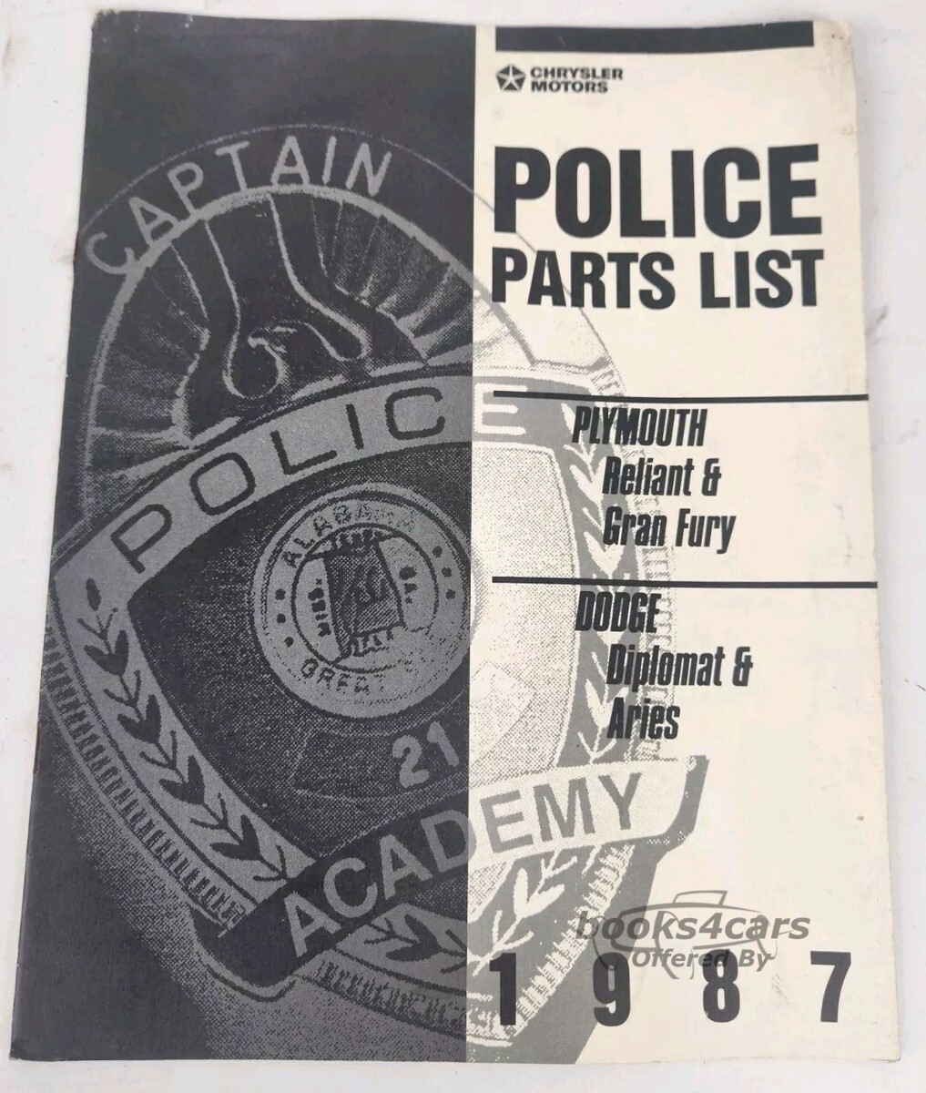 view cover of 1987 Diplomat and Aries police parts list by Dodge