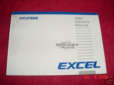 view cover of 1987 Excel Owners manual by Hyundai.
