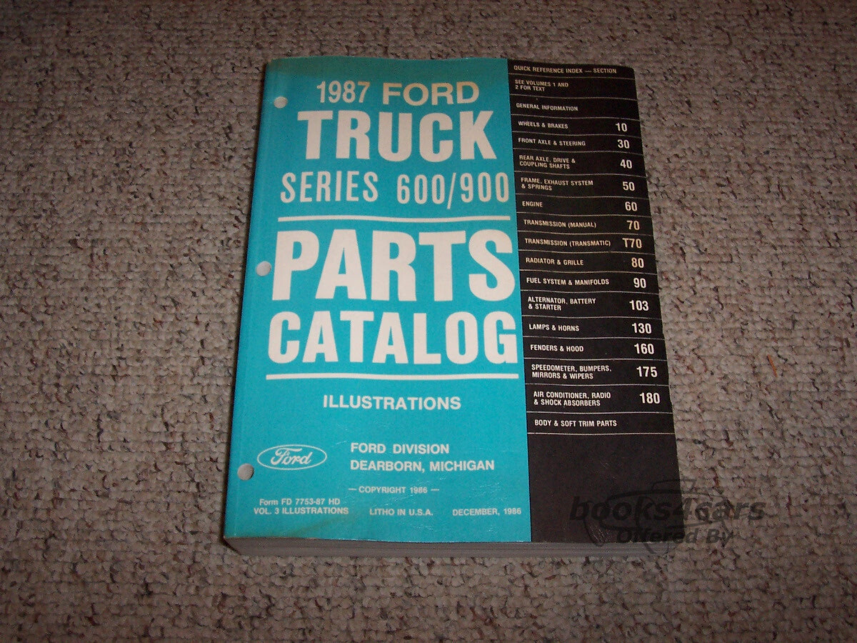 view cover of 1987 Truck series 600-900 parts Manual by Ford