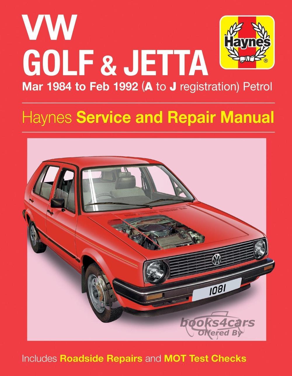 view cover of 1984-1992 VW Volkswagen Golf Jetta Shop Service Repair Manual by Haynes covering 1.0 through 1.8 liter