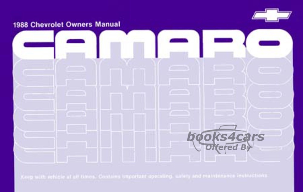 view cover of 1988 Camaro Owners Manual by Chevrolet