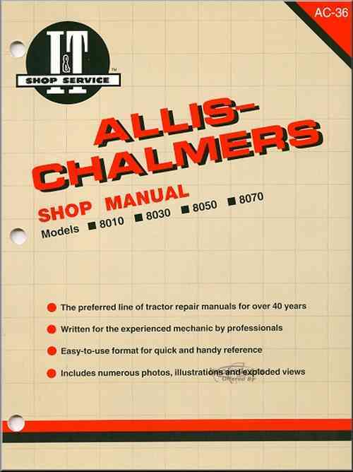 view cover of Models 8010, 8030, 8050, 8070, Tractor Shop Service Repair Manual, 88 pages by Clymer for Allis Chalmers published in 1988