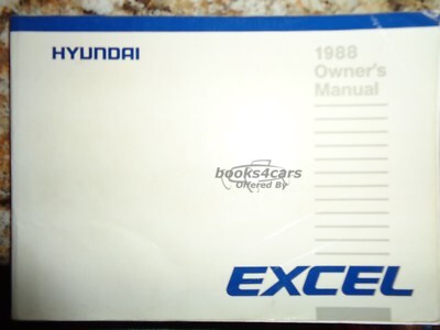 view cover of 1988 Excel Owners manual by Hyundai.
