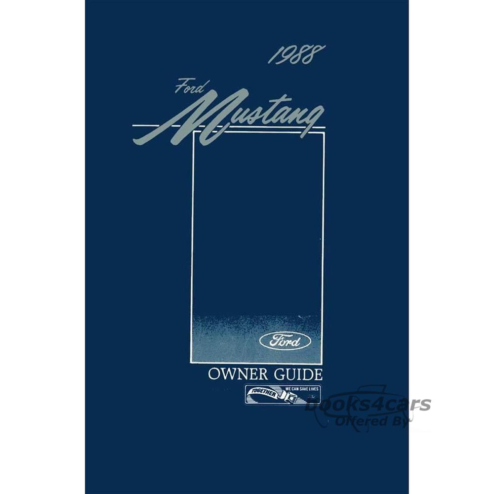 view cover of 1988 Mustang Owners Manual by Ford