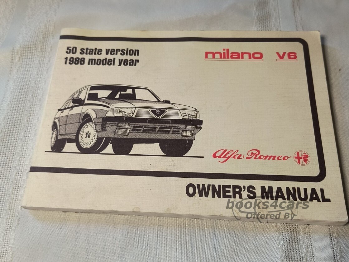view cover of 1988 Alfa Romeo Milano V6 Owners Manual