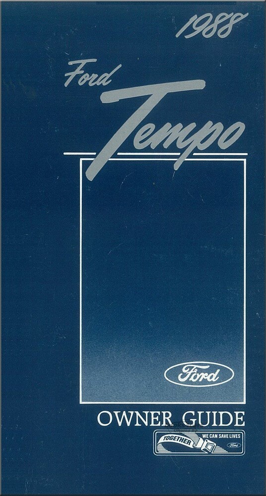 view cover of 1988 Tempo Owners Manual by Ford