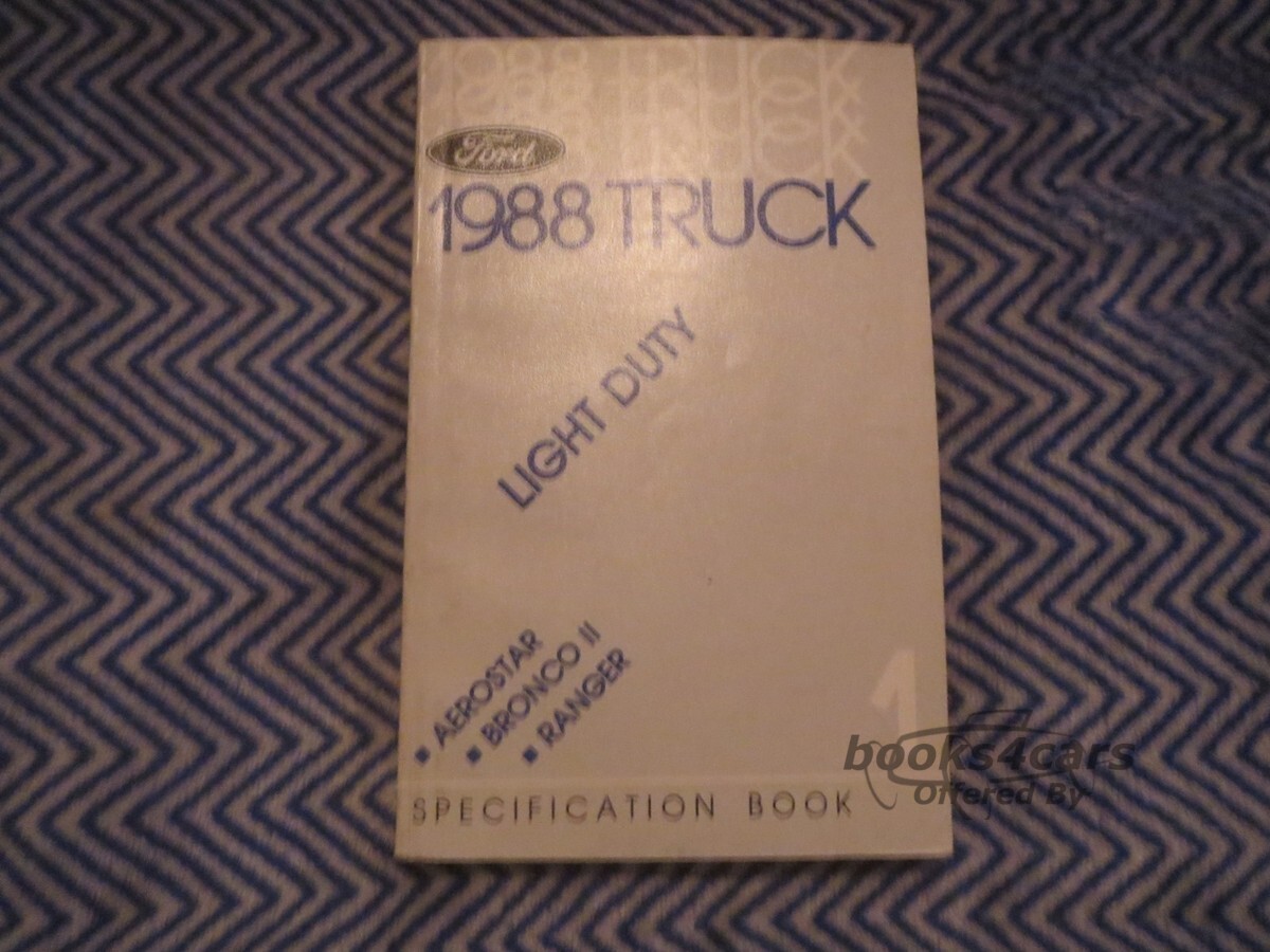 view cover of 1988 Ford Truck Light Duty Specifactions Aerostar Bronco2 Ranger