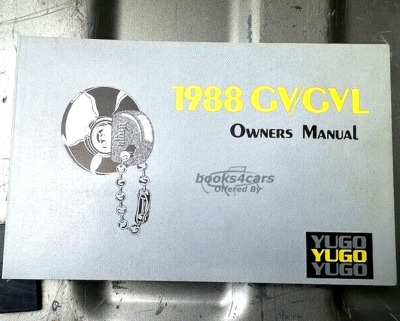 view cover of 1988 Yugo GVX Owners Manual By Yugo