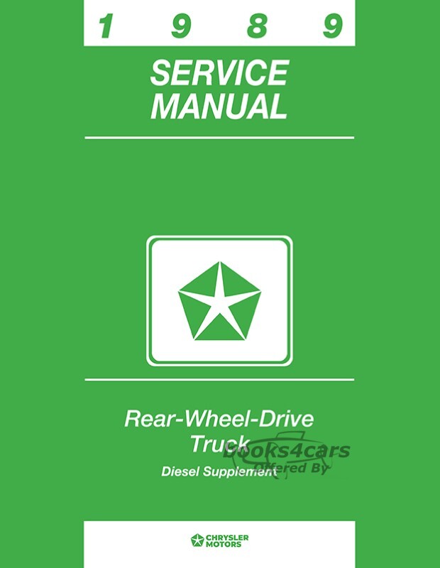 view cover of 1989 Diesel Ram Pickup Truck Shop Service Repair Manual Supplement w/Cummins Diesel by Dodge