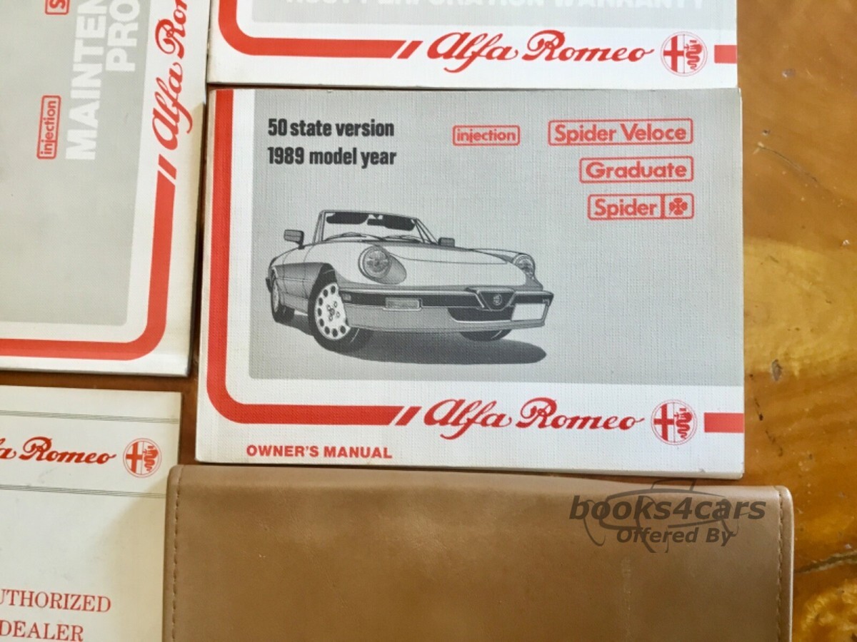 view cover of 1989 Spider Owners manual by Alfa Romeo includes Graduate & Quadrofoglio