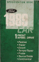 view cover of 1989 FWD Passenger Car Specification Book by Ford Lincoln & Mercury