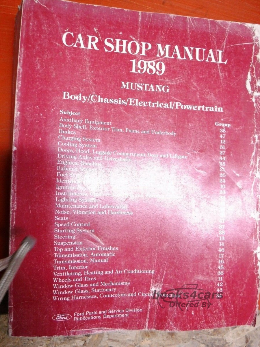 view cover of 1989 Mustang Shop Service Repair Manual by Ford