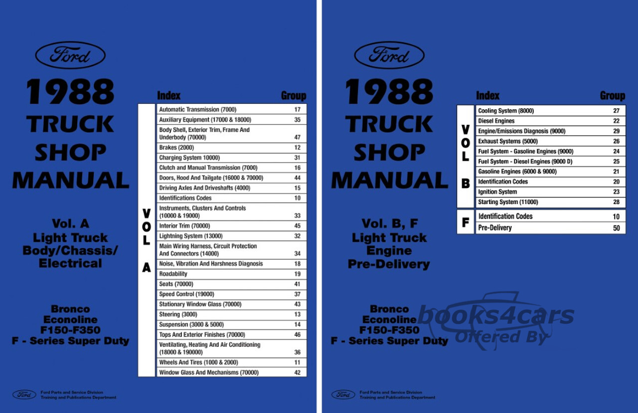 view cover of 1989 Light truck Engine Shop Service Repair Manual by Ford, for E-series F-series Econoline & Bronco. Vol. B for Gas & Diesel F150 F250 F350