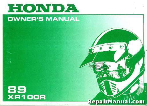 view cover of 1989 XR100R Owners Manual by Honda.