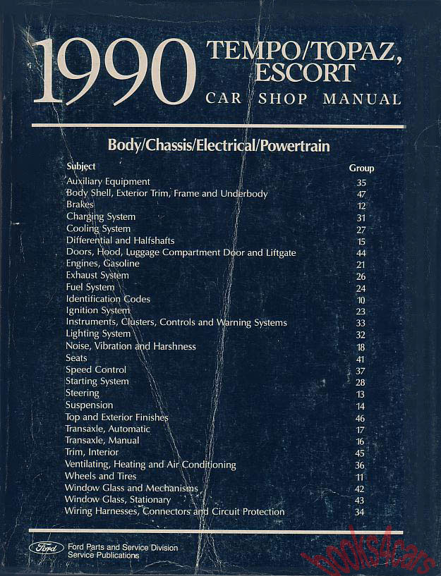 view cover of 1990 Tempo Topaz Escort shop service repair manual by Ford & Mercury