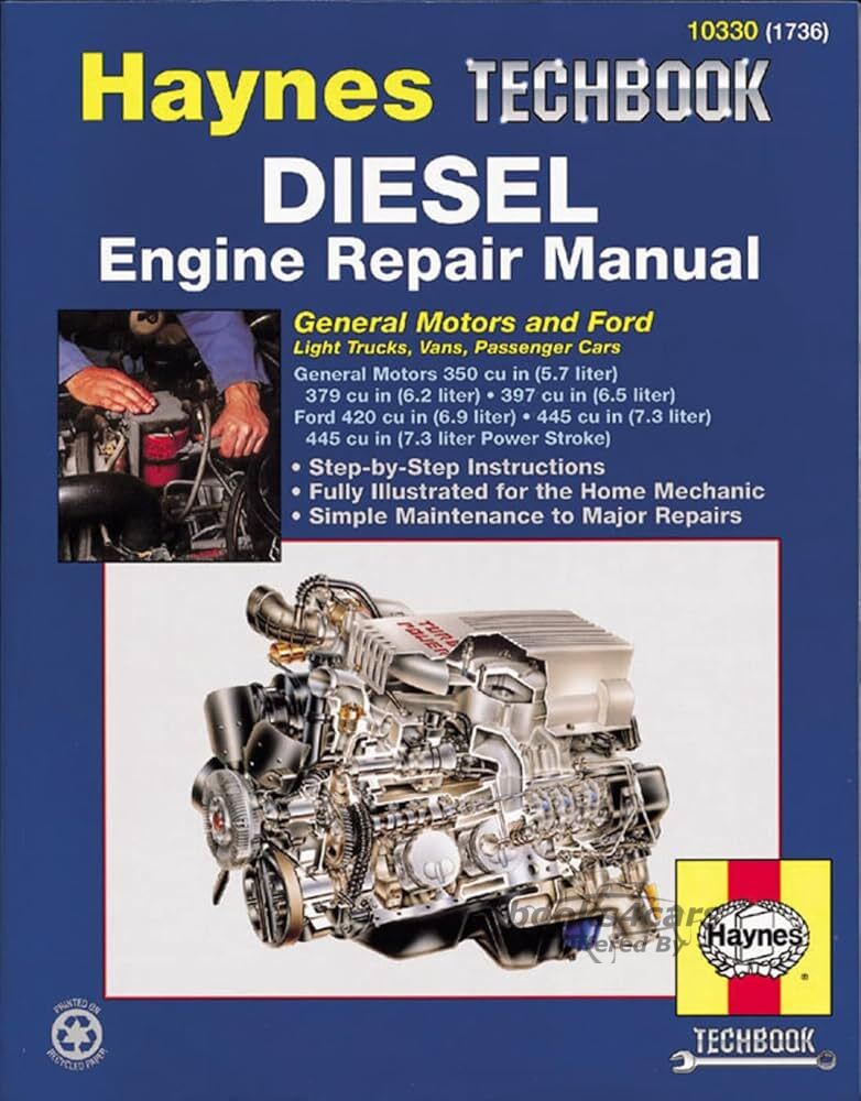 view cover of Diesel engine shop service repair manual for 6.2 6.5 6.9 7.3 liter & Power Stroke including turbo; by Haynes as used is Silverado, Suburban Blazer and other Pickup for Chevrolet & GMC FORD TRUCKS 350 5.7 379 6.2 420 6.9 445 7.3 Power Stroke Diesel F150 F250 F350 F450 F550 F650 F-150 F-250 F-350 F-450 F-550 and more