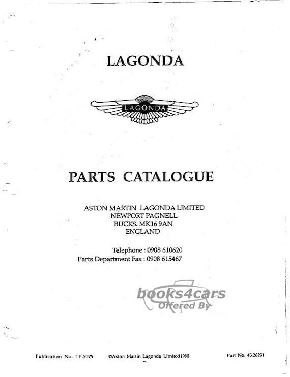 view cover of Lagonda parts manual by Aston Martin