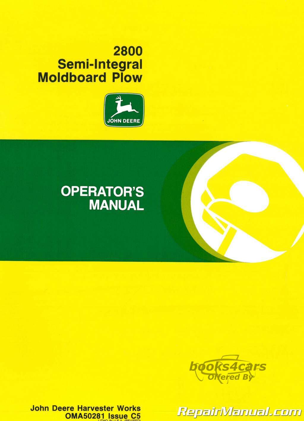 view cover of John Deere 2500 Power Reset Semi Integral Moldboard Plow Operator's Manual Service Shop 8.5