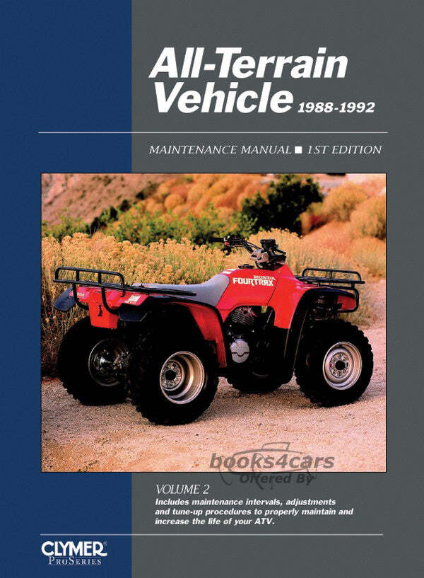view cover of 1988-1992 ATV Shop Service Repair Manual Honda Kawasaki Polaris Suzuki & Yamaha ATVs by Clymer Pro Series in codensed format 432 pages