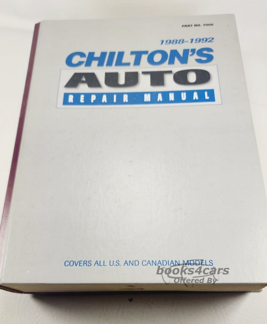 view cover of 1988-1992 Chilton's Domestic Auto Repair Manual for U.S. and Canadian models