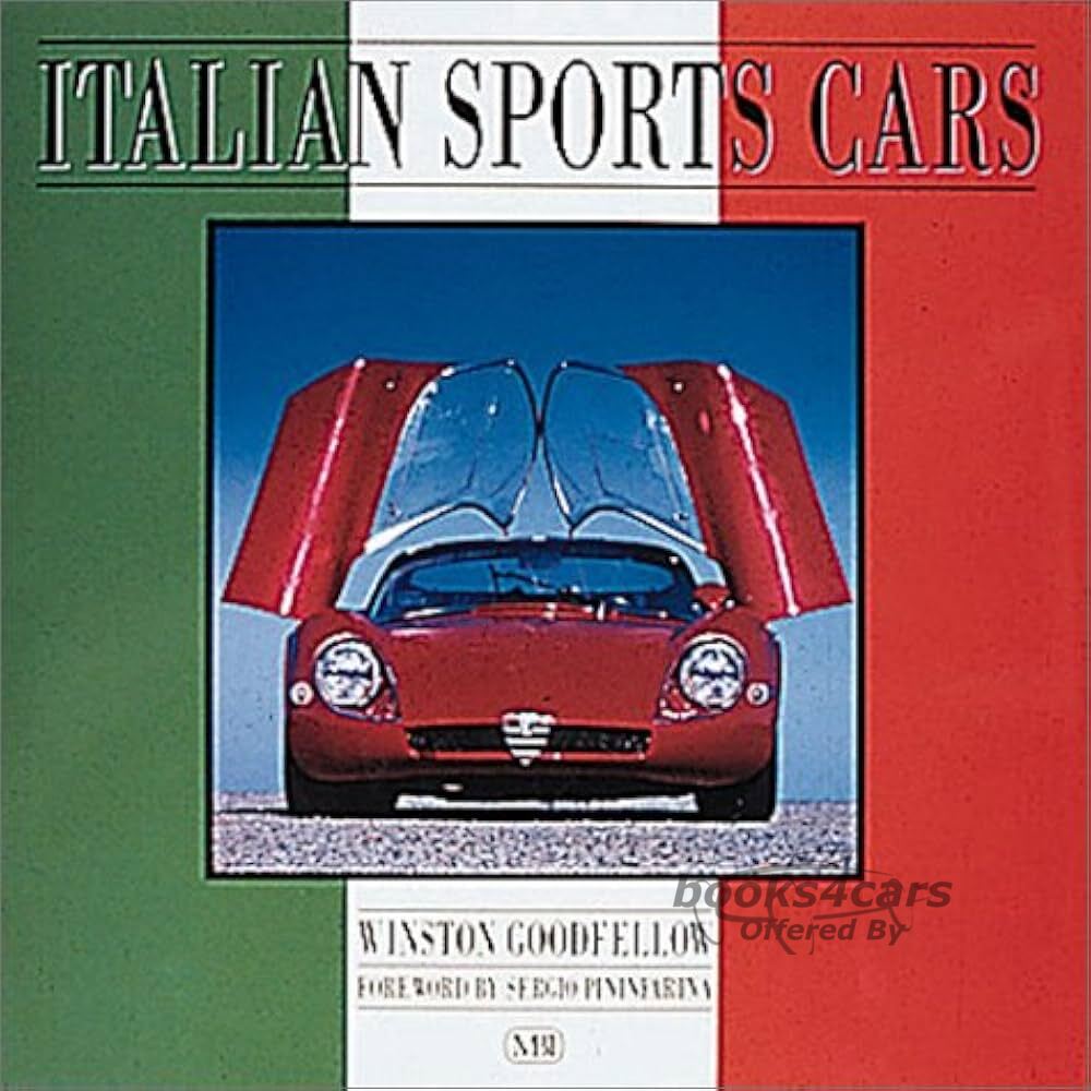 view cover of Italian Sports Cars History Book by Winston Goodfellow 156 hardbound pages