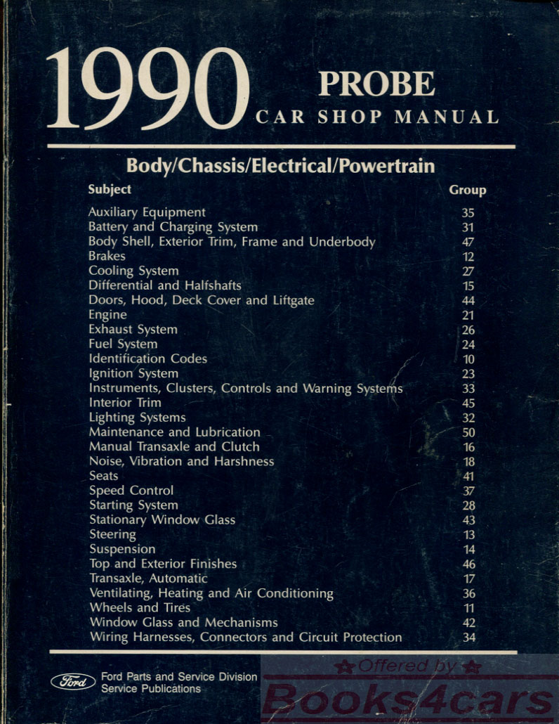 view cover of 1990 Probe Shop Service Repair Manual by Ford