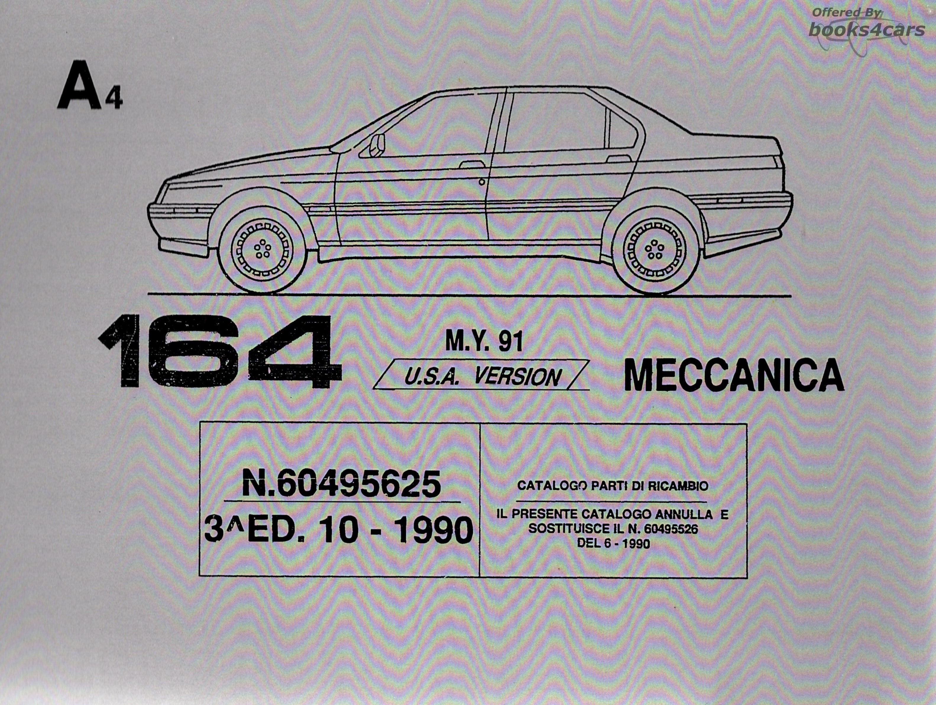 view cover of 1991-1993 Alfa 164 Engine & Chassis Mechanical Parts Manual by Alfa Romeo also covers 164L & 164S
